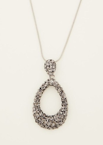 Phase Eight Sparkle Teardrop Long Pendant Jewellery Silver USA | 6293015-CA